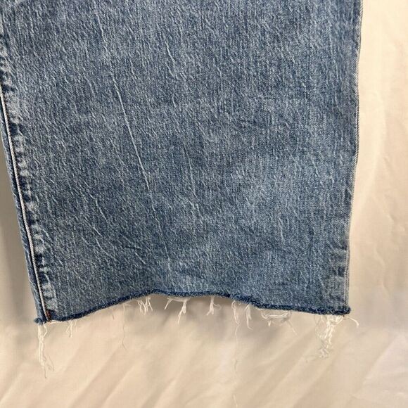 J. Crew Jeans Women's 35 Light Wash Denim Wide Leg Cropped Raw Hem Cotton Blend - Picture 4 of 10